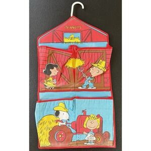 Vintage 80s PEANUTS SNOOPY SHOE BAG Organizers hanging charlie brown Farmer RARE